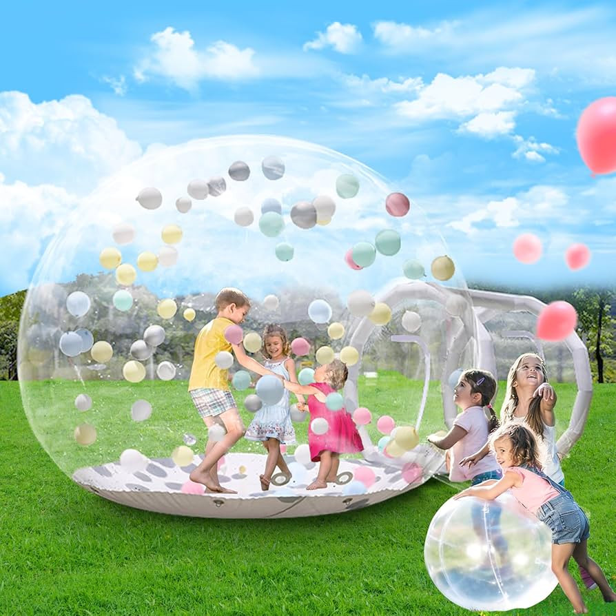 10FT Inflatable Bubble House Dome for Kids, Clear PVC Inflatable Bubble House Tent with Tunnel, B... | Amazon (US)