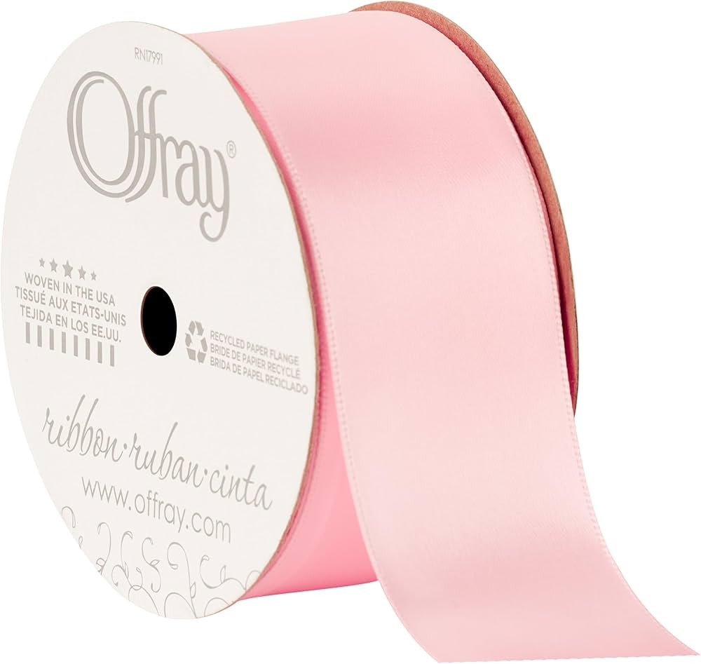 Berwick Offray Wide Double Face Satin Ribbon, Light Pink, 1 1/2 in x 12 ft (38 mm x 3.6 m) | Amazon (US)