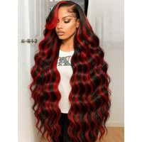 Omber Black With Red Colored Wigs Highlight Lace Front Wigs Human Hair Body Wave Brazilian 5x5 Hd Lace Frontal Glueless Wigs | AliExpress (US)