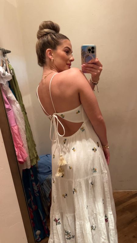 Most comfortable maxi dress at free people today. Beautiful gauze like fabric fully lined with tie back and floral details perfect for the beach 

#LTKtravel #LTKFind #LTKSeasonal