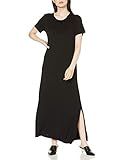 Amazon Brand - Daily Ritual Women's Jersey Crewneck Short Sleeve Maxi Dress with Side Slit, Black, S | Amazon (US)