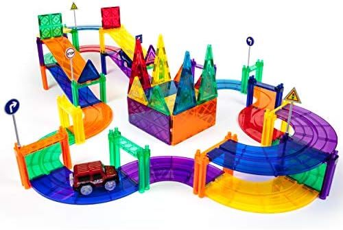 Amazon.com: PicassoTiles 80 Piece Race Car Track Building Block Educational Toy Set Magnetic Tile... | Amazon (US)