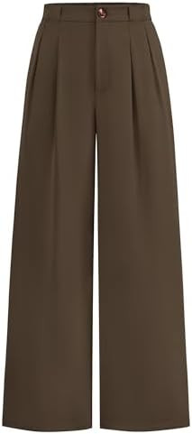 KIRUNDO Wide Leg Dress Pants for Women High Waisted Office Work Trousers Business Casual Slacks B... | Amazon (US)