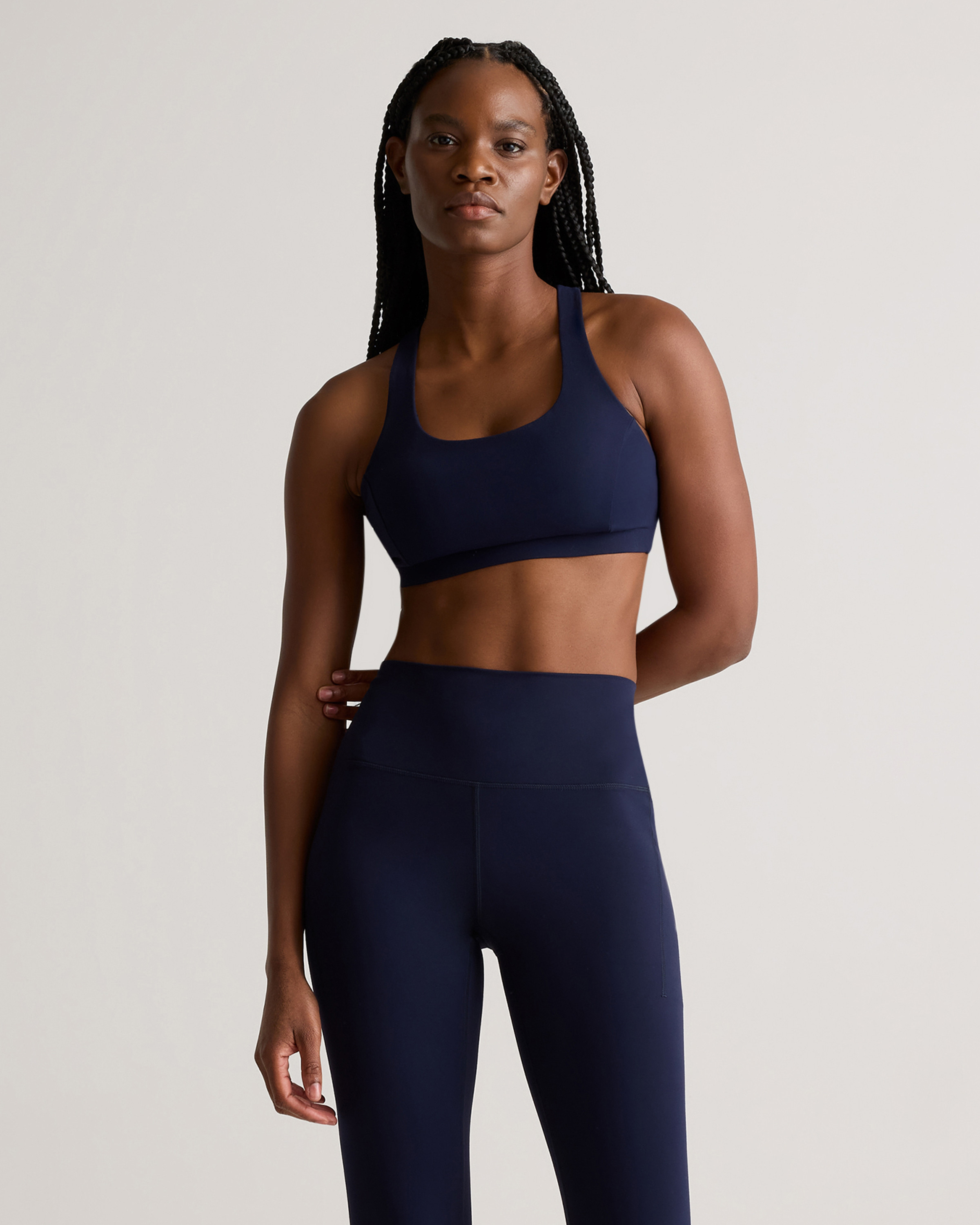 Quince | Women's Power-Up Twist Sports Bra in Deep Navy, Size XS, Nylon/Spandex | Quince
