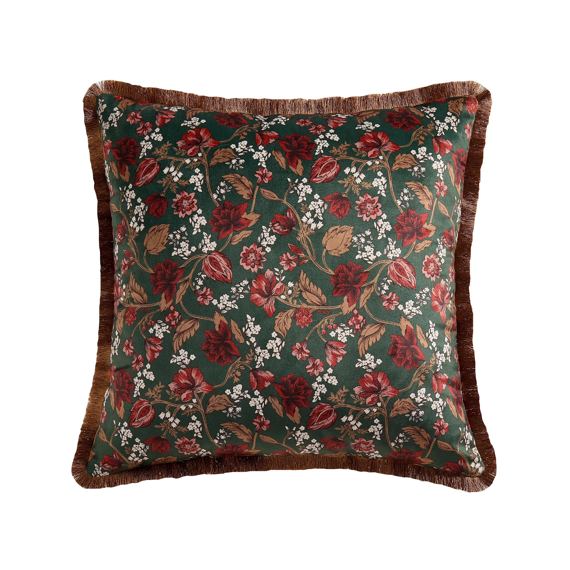 Home Decor Collection 20" x 20" Green Floral Velvet Decorative Pillow | Walmart (US)