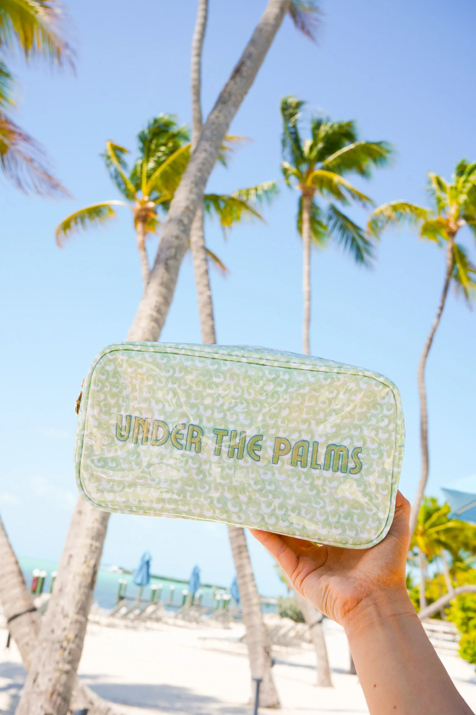 Under the Palms - Green Scallops Large Clear Coat Bag | KenzKustomz