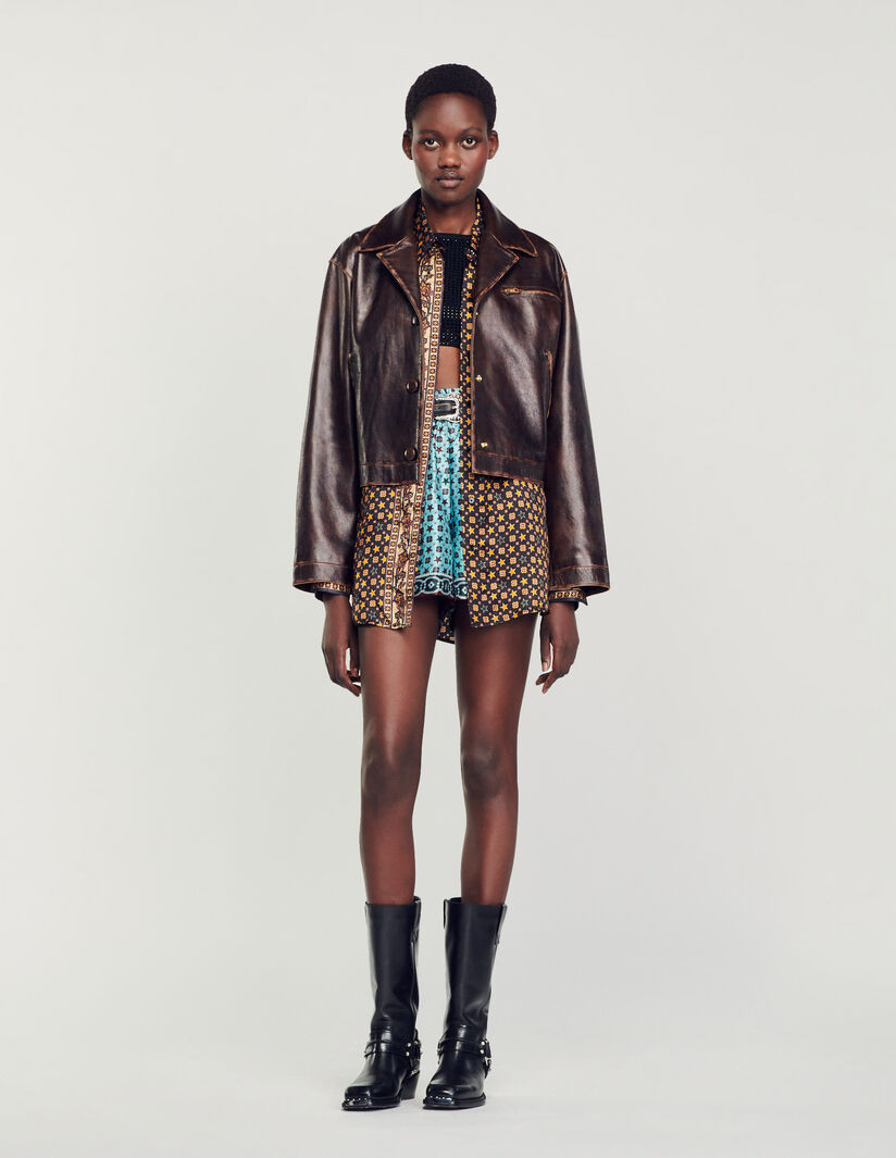 Distressed leather jacket | Sandro-Paris US