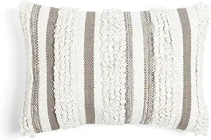 Lush Decor Bria Stripe Decorative Throw Pillow Cover, 20" W x 13" L, Neutral - Rectangle Pillow C... | Amazon (US)