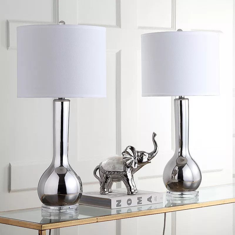 Safavieh 2-piece Long Neck Ceramic Table Lamp Set, White | Kohl's
