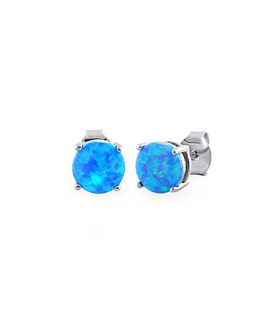 Blue Opal & Sterling Silver Stud Earrings | zulily