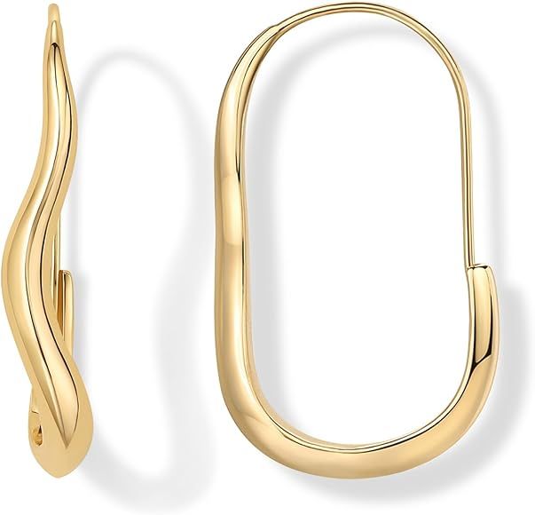 PAVOI 14K Gold Plated Sterling Silver Posts Wavy Infinity Hoops | Lightweight Twisted Earrings | ... | Amazon (US)