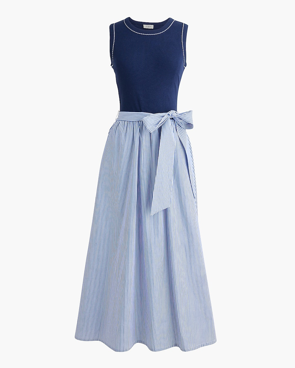 Tie-waist mixed-media midi dress | J.Crew Factory