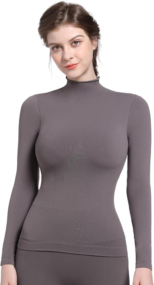 SHAPERX Women's Long Sleeve Shirts Mock Turtleneck Slim Fit Tops Seamless Baselayer Winter Basic ... | Amazon (US)