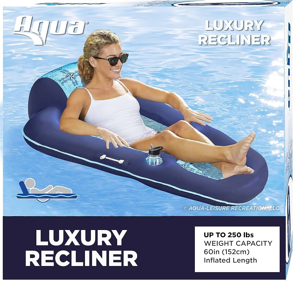 Aqua Luxury Water Pool Lounge – Extra Large – Inflatable Pool Floats for Adults with Headrest... | Amazon (US)