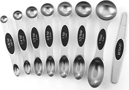 Spring Chef Magnetic Measuring Spoons Set, Dual Sided, Stainless Steel, Fits in Spice Jars, Black... | Amazon (US)