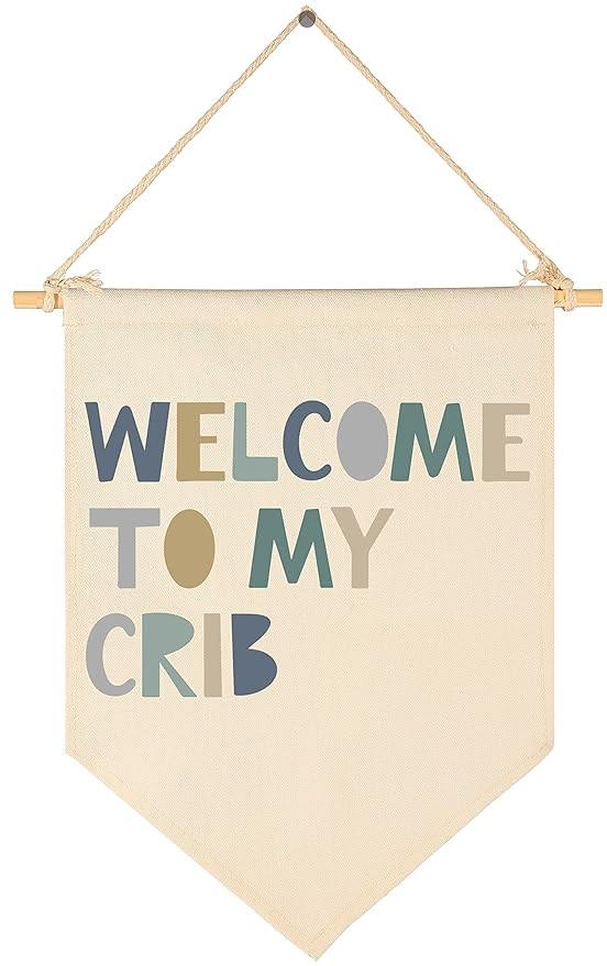 Boys Nursery Gift-Welcome to My Crib- Canvas Hanging Pennant Flag Banner Wall Sign Decor Gift for... | Amazon (US)