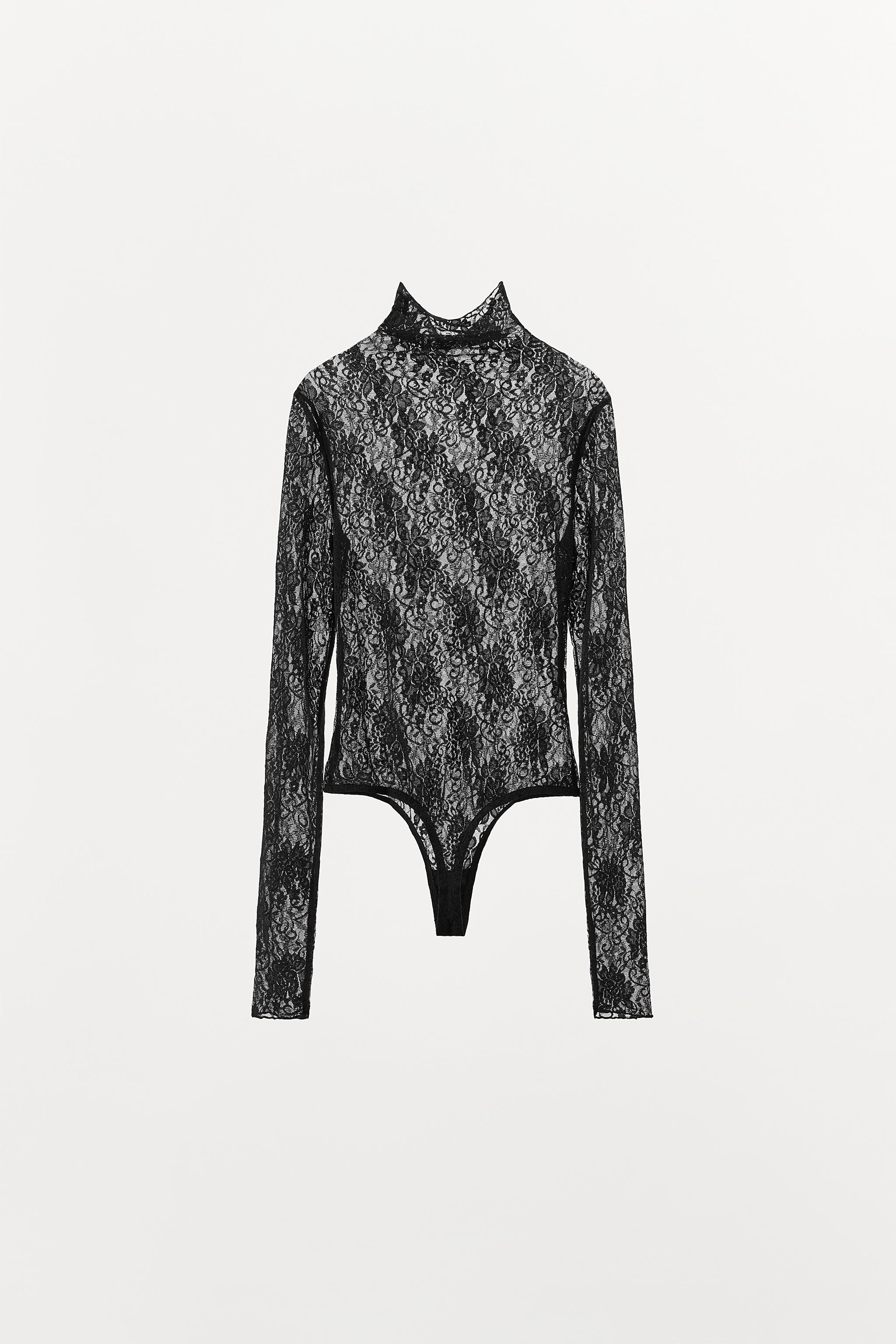 LONG SLEEVE LACE BODYSUIT | Zara US