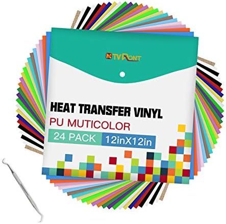 HTVRONT Heat Transfer Vinyl Bundle: 24 Pack 12"x12" Iron on Vinyl Sheets for T-Shirt, 21 Assorted... | Amazon (US)