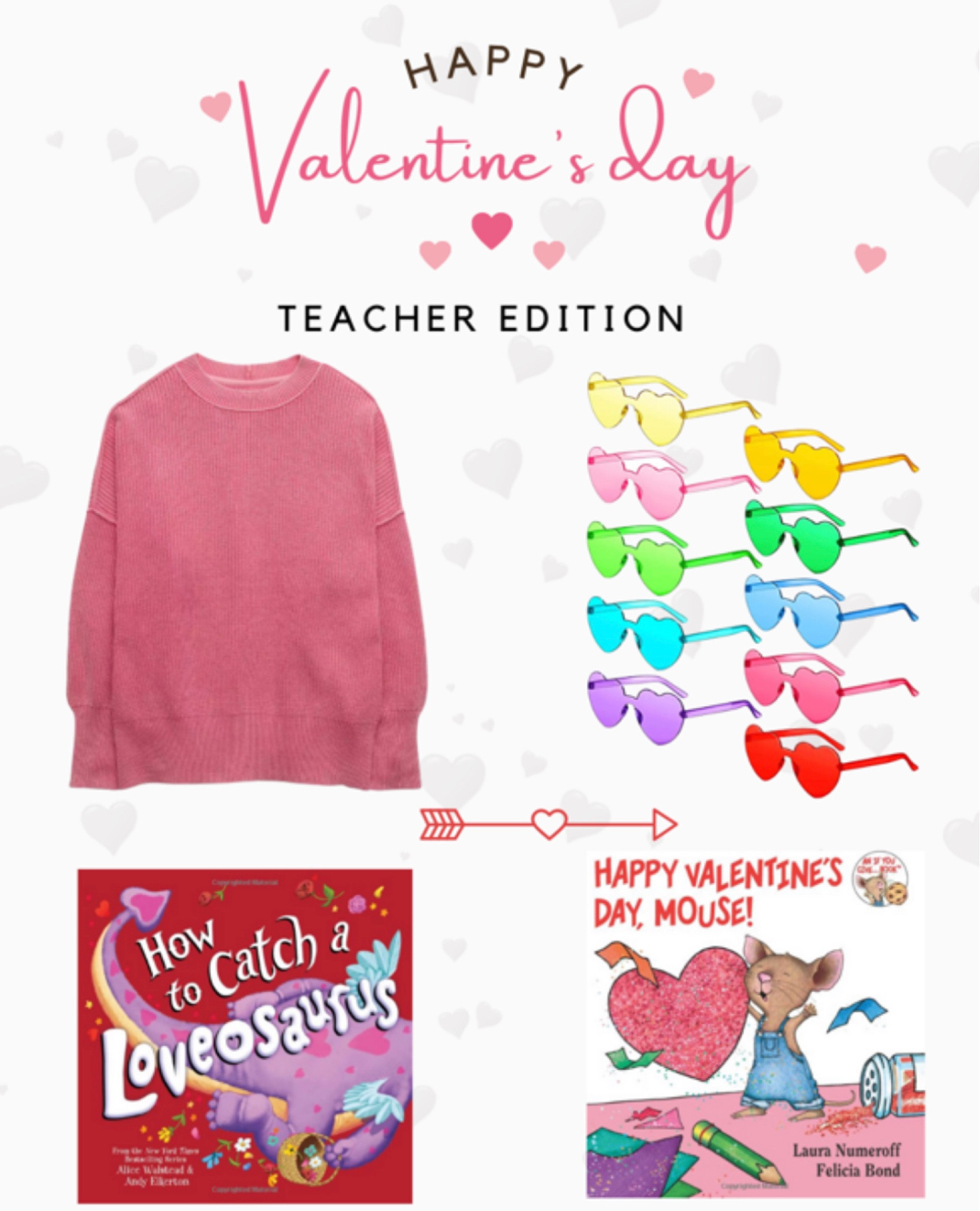 Valentine’s Day teacher edition! Comfy cozy pink aerie sweater, holiday books, and some fun heart sunglasses to gift your students! Check out my Instagram for gift tag ideas and/or a freebie! 

#LTKunder100 #LTKGiftGuide #LTKSeasonal