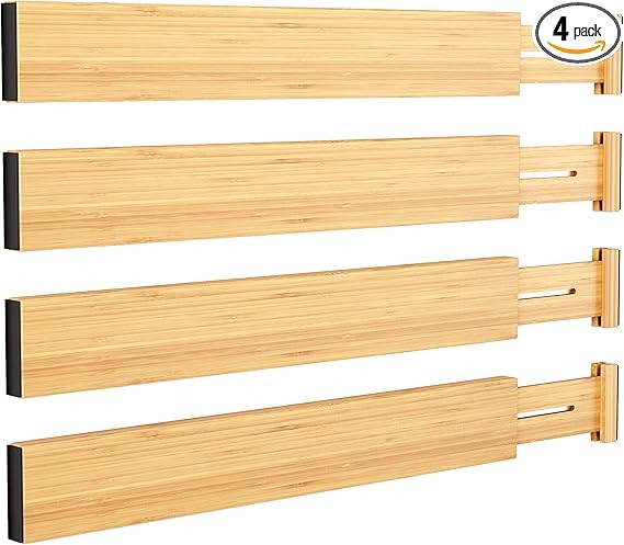BAMEOS Drawer Dividers kitchen Organization Bamboo Utensil Organizers for Kitchen Bedroom Bathroo... | Amazon (US)