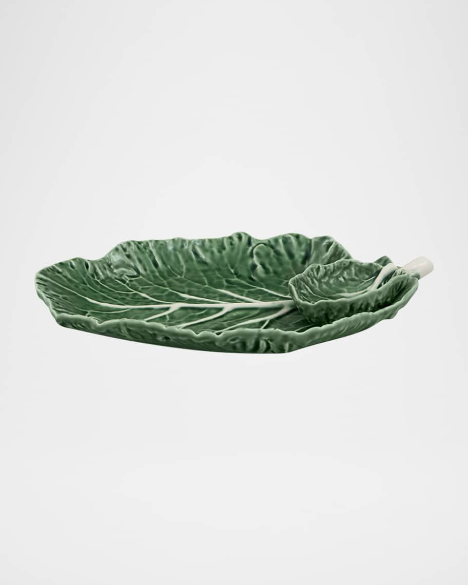 Bordallo Pinheiro Cabbage 8" Chip and Dip Server | Neiman Marcus