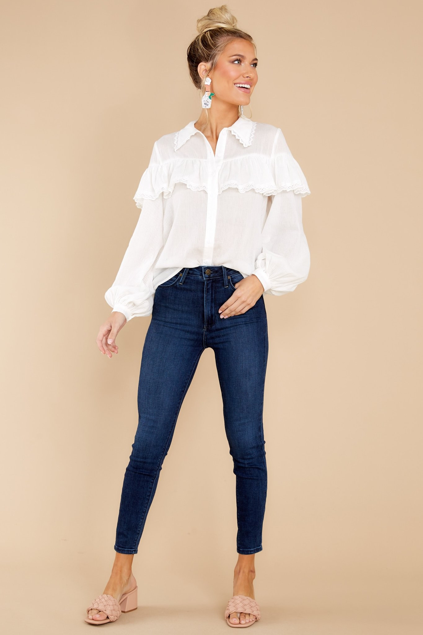 Rise To The Occasion White Top | Red Dress 