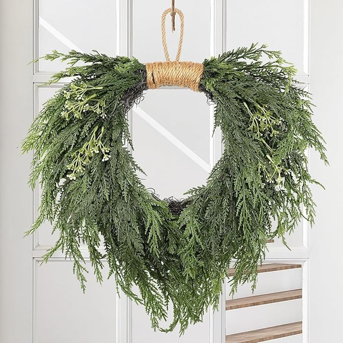 Christmas Norfolk Pine Wreath 16 Inch Christmas Wreath for Front Door Artificial Greenery Faux Ce... | Amazon (US)