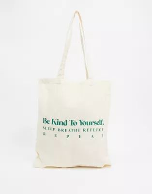 ASOS DESIGN 'be kind' shopper bag in natural | ASOS (Global)