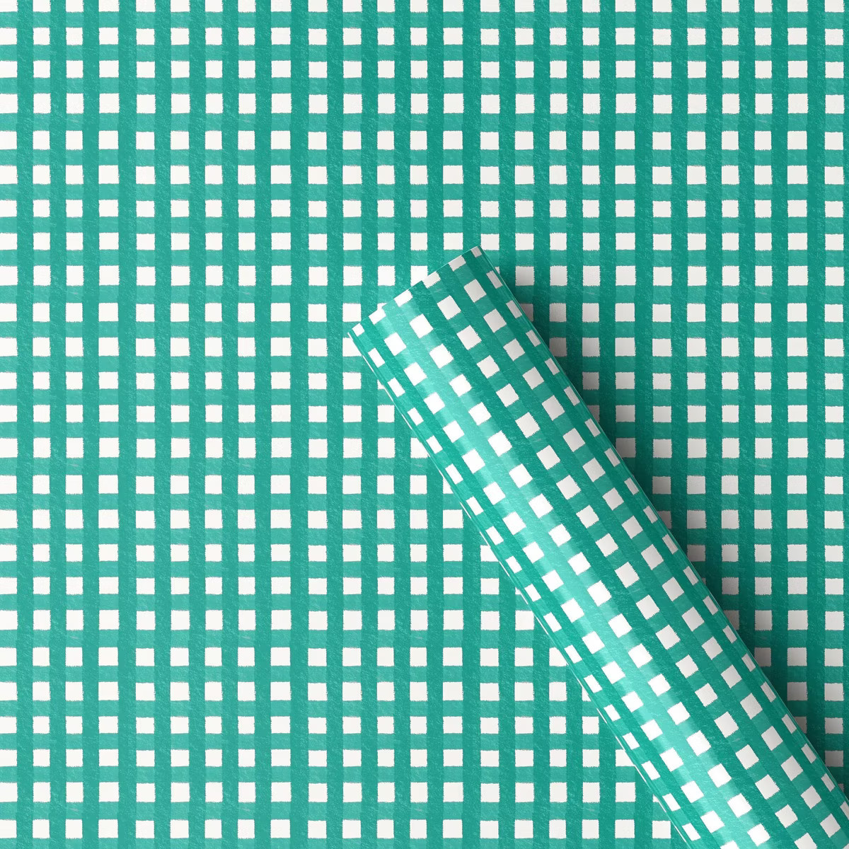 30" 90 sq ft Christmas Roll Wrap Green/White Gingham Check - Wondershop™ | Target