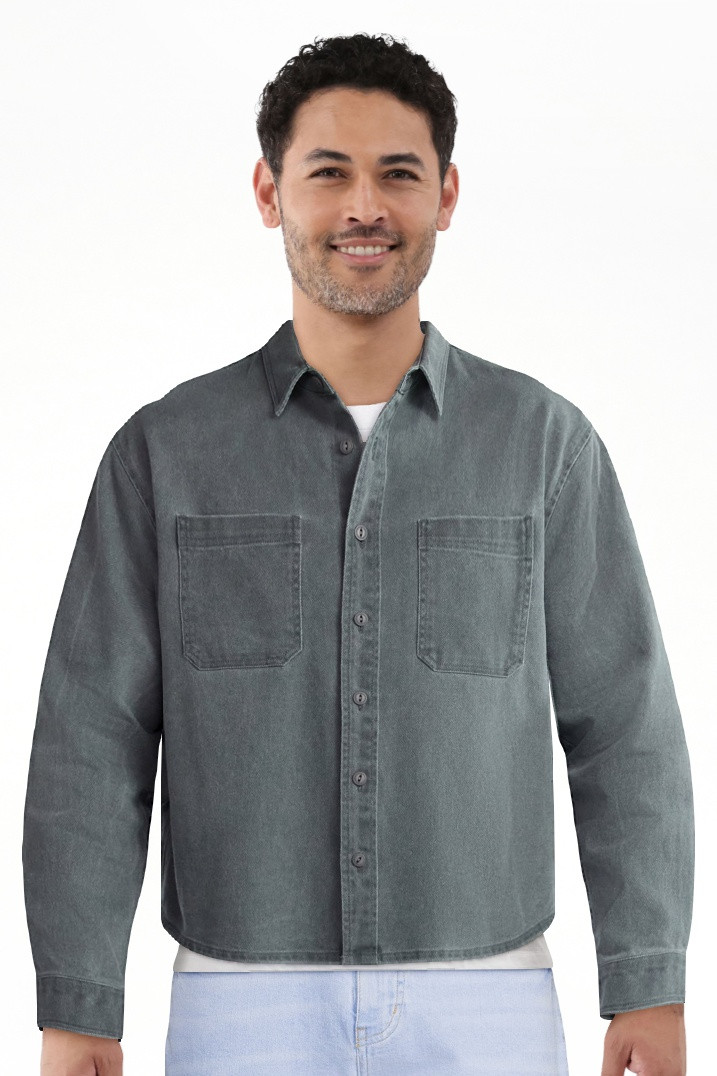 No Boundaries Twill Shirt with Long Sleeves, Men's and Big Men's - Walmart.com | Walmart (US)