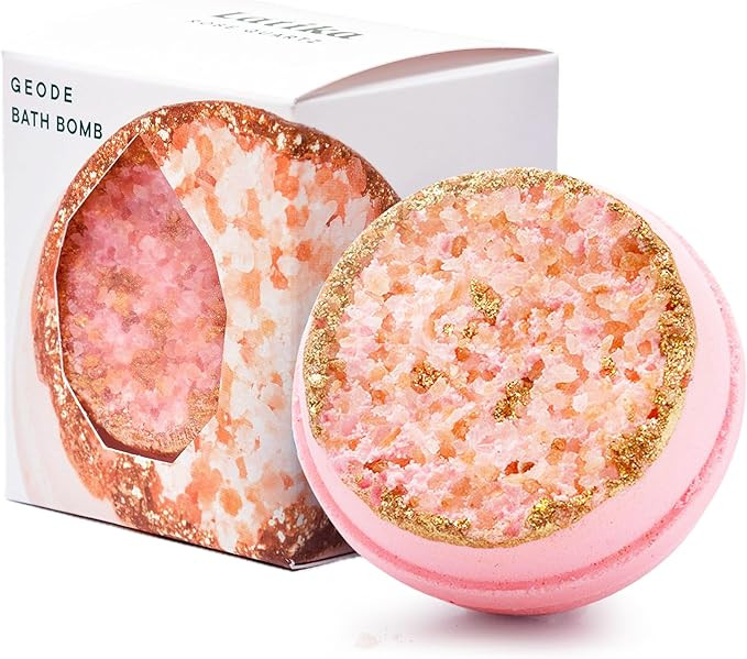 Latika Bath Bomb Rose Quartz Geode Crystal - Sandalwood and Rose Essential Oils for Ultimate Rela... | Amazon (US)