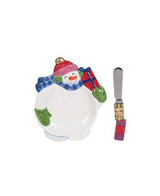 Fitz and Floyd Holly Jolly Snowman Snack Plate & Reviews - Serveware - Dining - Macy's | Macys (US)