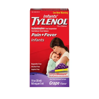 Infants' Tylenol Pain Reliever+Fever Reducer Liquid - Acetaminophen - Grape | Target