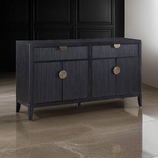 Black and Gold Wood 64.25 in. Buffet with 2 Cabinets and 2 Drawers | The Home Depot