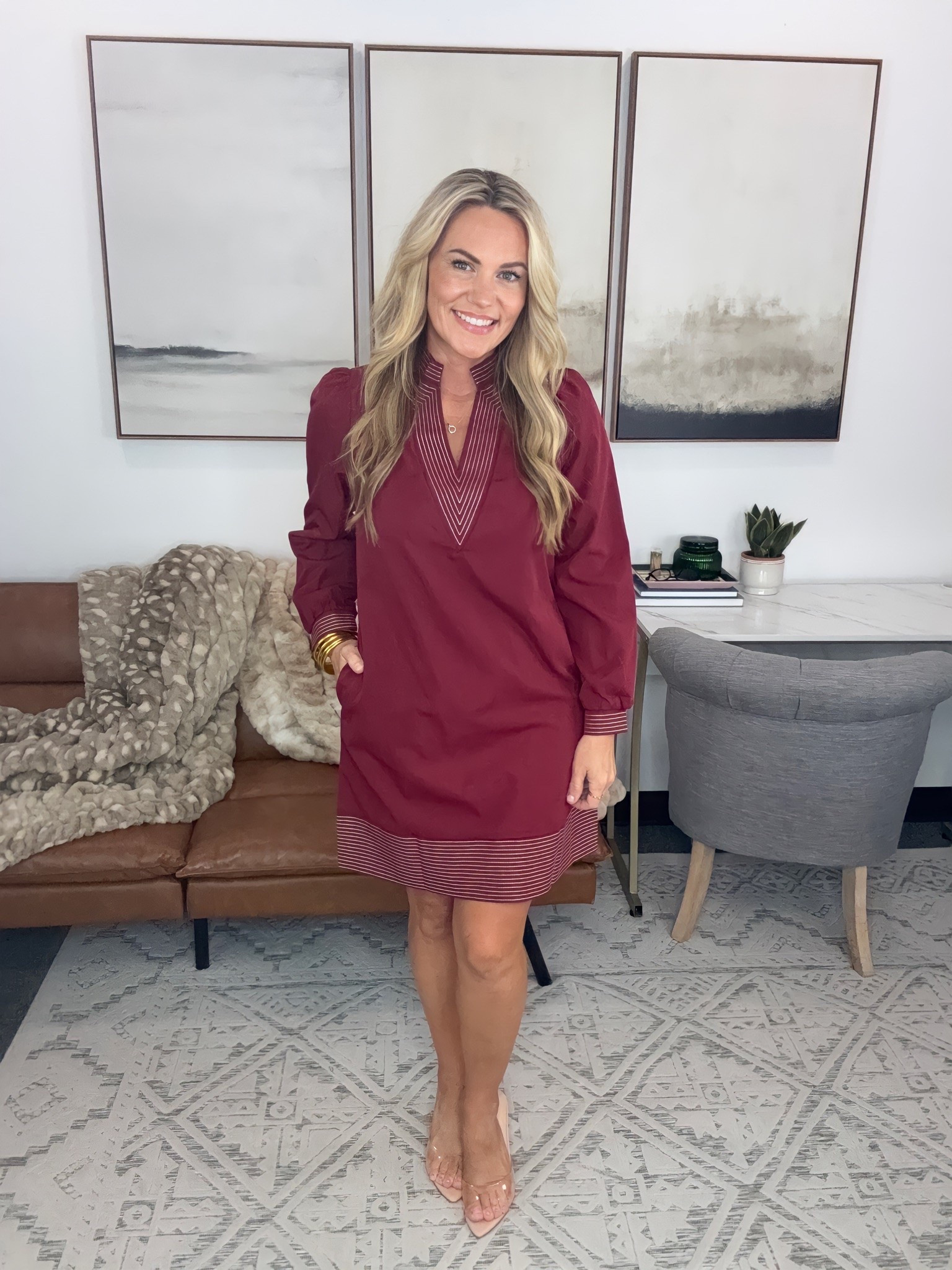 One of those dresses that makes getting dressed for a busy day simple. I love the deep burgundy for fall, and the relaxed silhouette works just as well for the office as it does for dinner afterward.

fall work dress, burgundy mini dress, office style, business casual outfit, long sleeve mini dress, fall fashion, work to dinner outfit, transitional dress, womens workwear, autumn style, AudrieDollins

#LTKootd #LTKgrwm #LTKSeasonal