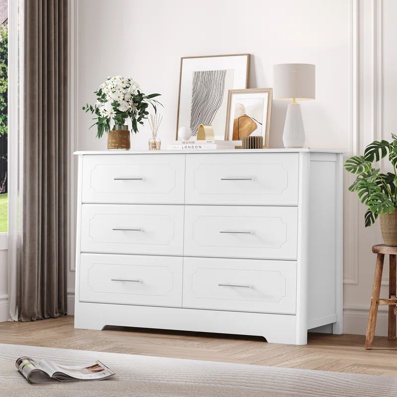 White 6 Drawer 46.5" W Double Dresser | Wayfair North America