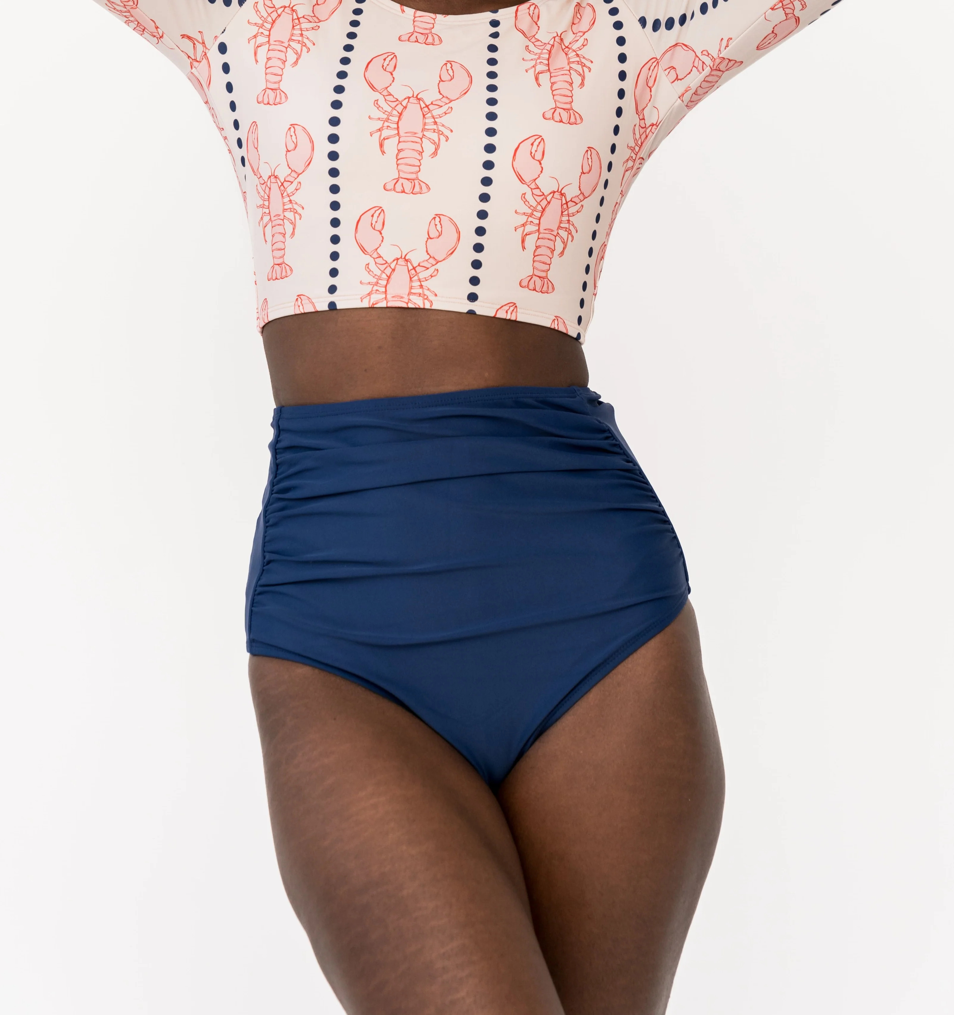 High Rise Barefoot Bottom | Navy | Coral Reef Swim