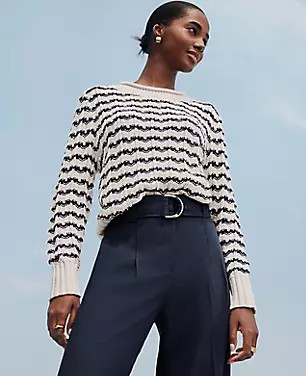 Striped Roll Neck Sweater | Ann Taylor