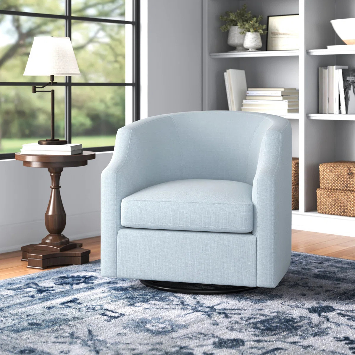 Debbie Polyester Swivel Barrel Chair | Wayfair North America