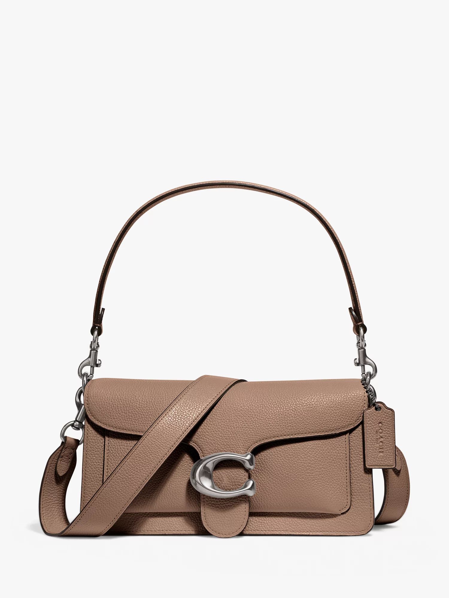 Coach Tabby 26 Leather Shoulder Bag, Taupe | John Lewis (UK)