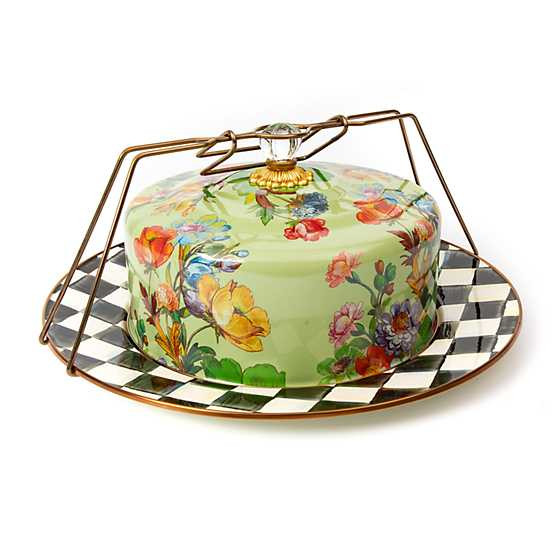 Flower Market Cake Carrier - Green | MacKenzie-Childs