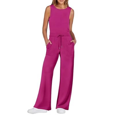 ANRABESS Womens Jumpsuits 2026 Spring Fall Thick Casual Romper Sleeveless Wide Leg Pa… | Amazon (US)