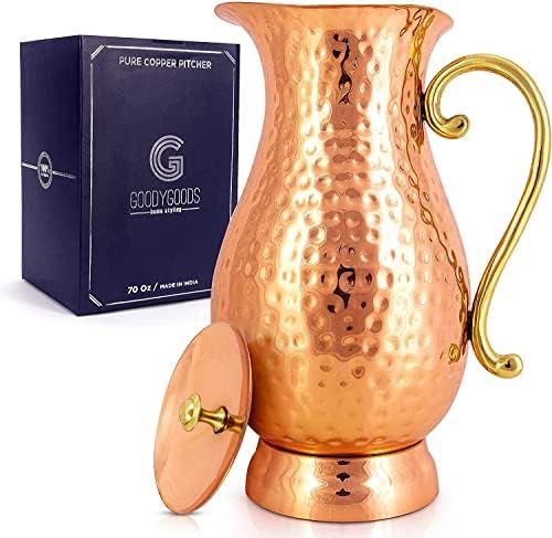 Amazon.com | G GOODYGOODS Hammered Copper Water Pitcher, 70 fl oz. Handmade Hammered Copper Water... | Amazon (US)