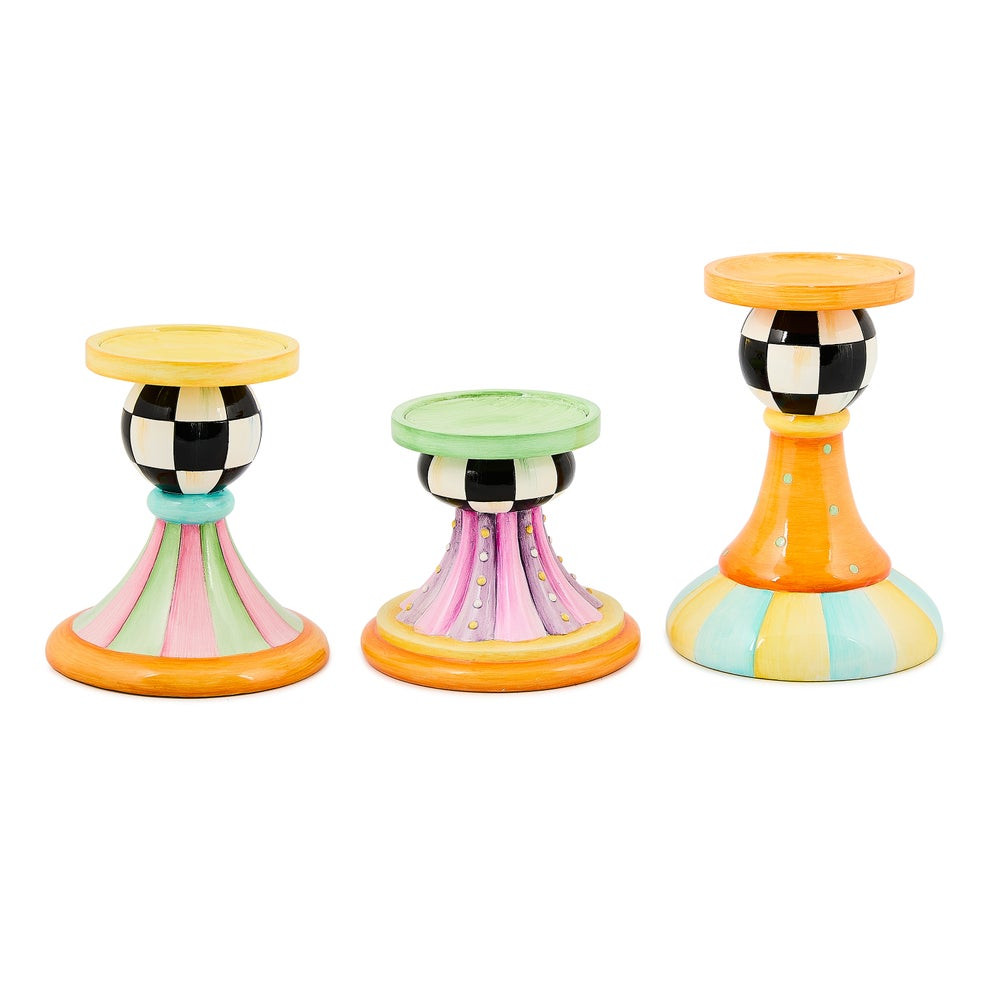 Trick or Treat Pillar Candle Holders, Set of 3 | MacKenzie-Childs