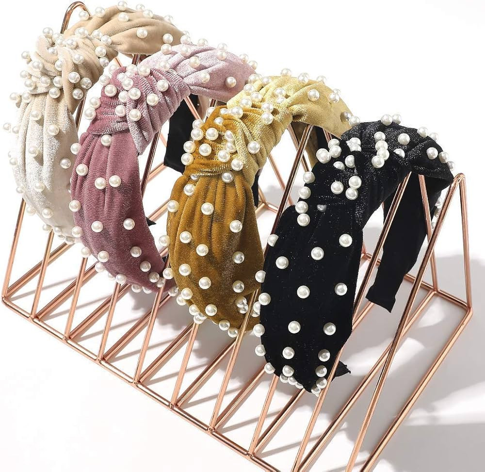 Ivyu Headbands Women Hair Head Bands - Accessories 4 Pcs Velvet Pearl Head Bands Cute Beauty Hair... | Amazon (US)