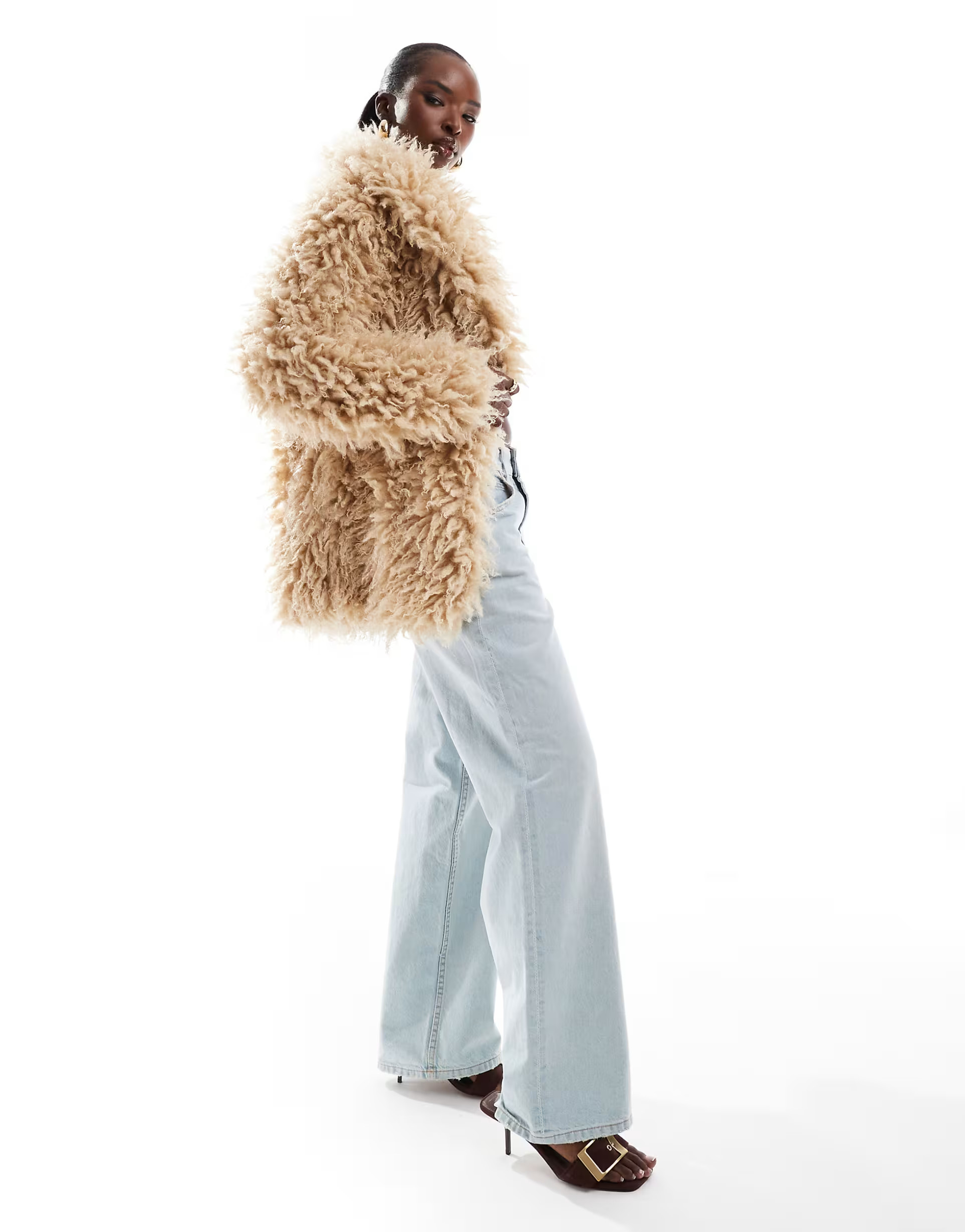 Forever New faux fur coat in beige | ASOS | ASOS (Global)