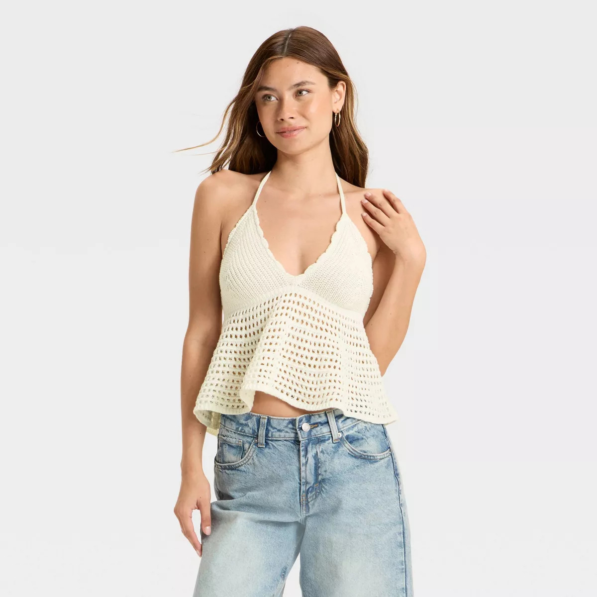 Women's Openwork Peplum Halter Pullover Sweater - Wild Fable™ | Target