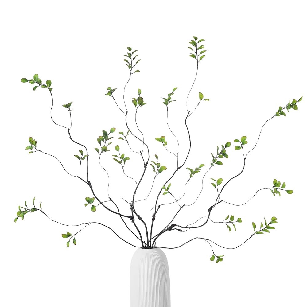 ucky 4 Pcs Artificial Ficus Branches Green Fake Eucalyptus Stems, 35.5 Inch Fake Greenery Stems F... | Amazon (US)