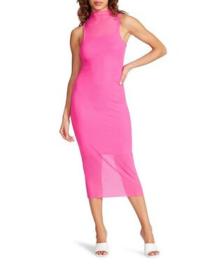 Steve Madden Sidra Mesh Mock Neck Sleeveless Midi Bodycon Dress | Dillard's | Dillard's