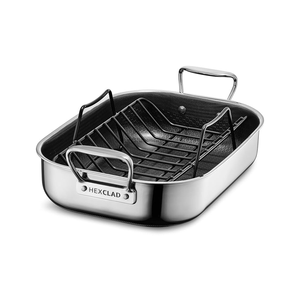 HexClad Hybrid Nonstick Small Roasting Pan with Rack, Dishwasher-Friendly and Oven-Safe Up to 900... | Amazon (CA)